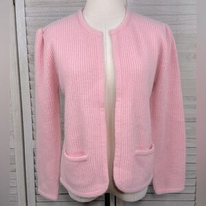 SUSAN BRISTOL Vintage Lambswool/Angora Rabbit Hair Open Front Cardigan Pink-M